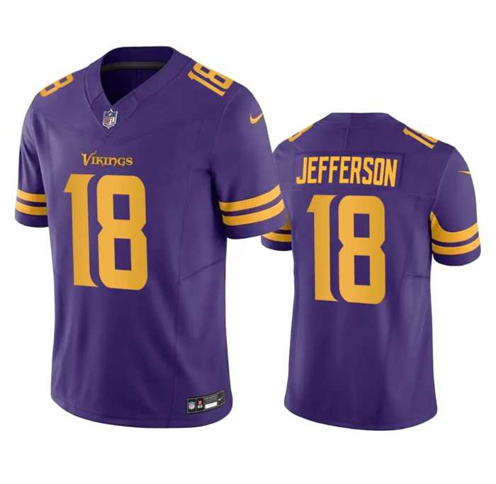 Men & Women & Youth Minnesota Vikings #18 Justin Jefferson Purple 2023 F.U.S.E. Color Rush Stitched Jersey->minnesota vikings->NFL Jersey